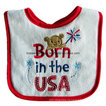Logotipo de dibujos animados hechos a medida de algodón bordado Terry Red Red Customzied Promocional Girl&#39;s Baby Bab